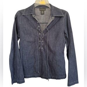 Banana Republic chambray lace front top size Small long sleeve